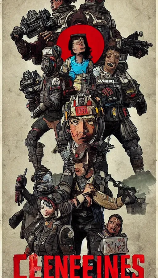 Prompt: apex legends in 1 9 5 0 s horror movie poster, retrofuturism, highly detailed, stylized