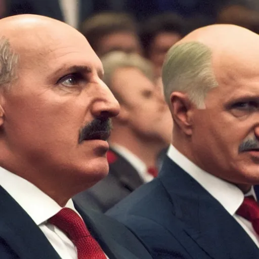 Prompt: Alexander Lukashenko as the American Psycho, cinematic still