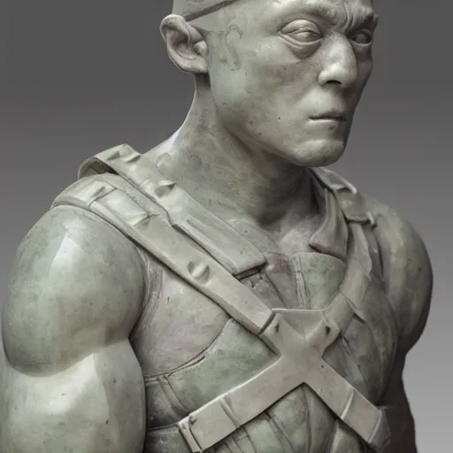 Image similar to donatello of the teenage mutant ninja turtles as a sculpture from the renaissance made of white marble, high details, cinematic, photorealistic