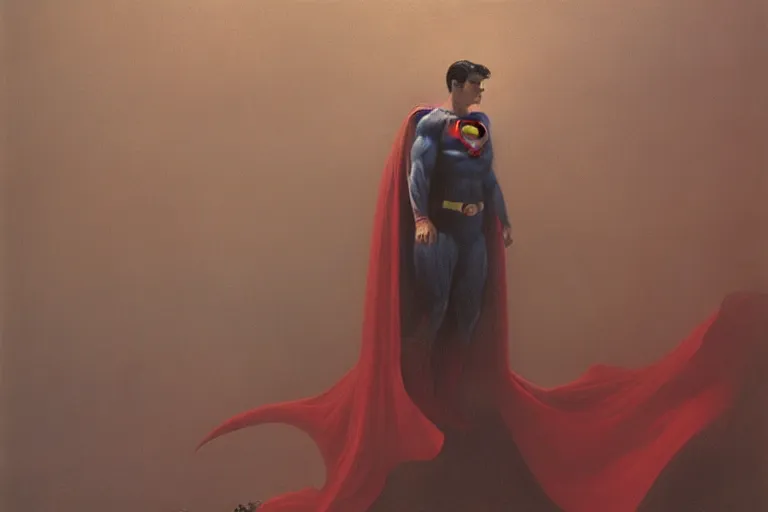 Image similar to superman as painted by Zdzisław Beksiński 4k