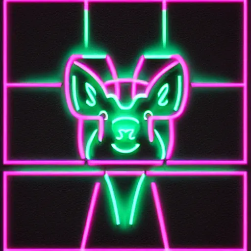 Image similar to logo for corporation that involves deer head, symmetrical, retro pink synthwave style, retro sci fi, neon lighting