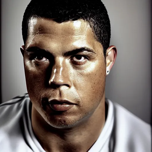 Image similar to ronaldo nazario fenomeno head and shoulders portrait photograph by martin schoeller