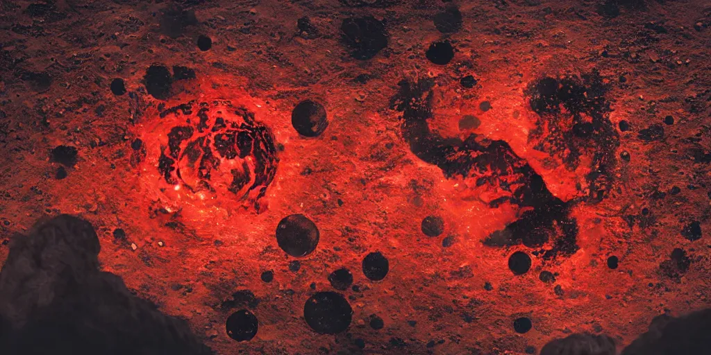 Image similar to giant <Cthulhu> tentacles silhouetted lunar surface crushing attacking red spaceship, bomber, photorealistic, wide-angle, long shot, epic, space, lunar photo backdrop on film