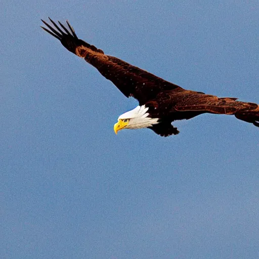 Prompt: Eagle flying in the sky with lightning trailing it