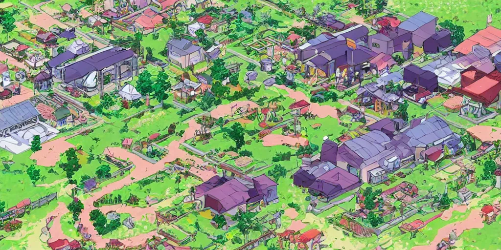 Image similar to anime style farm