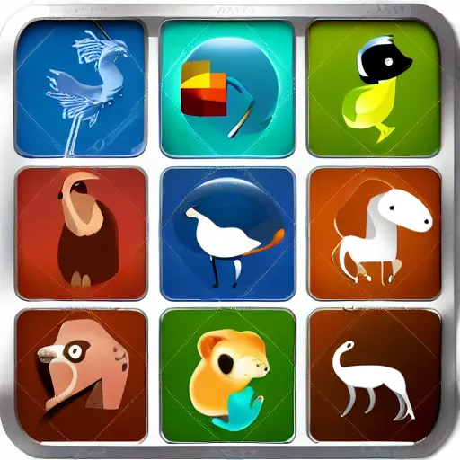 Prompt: web browser icon set with animals