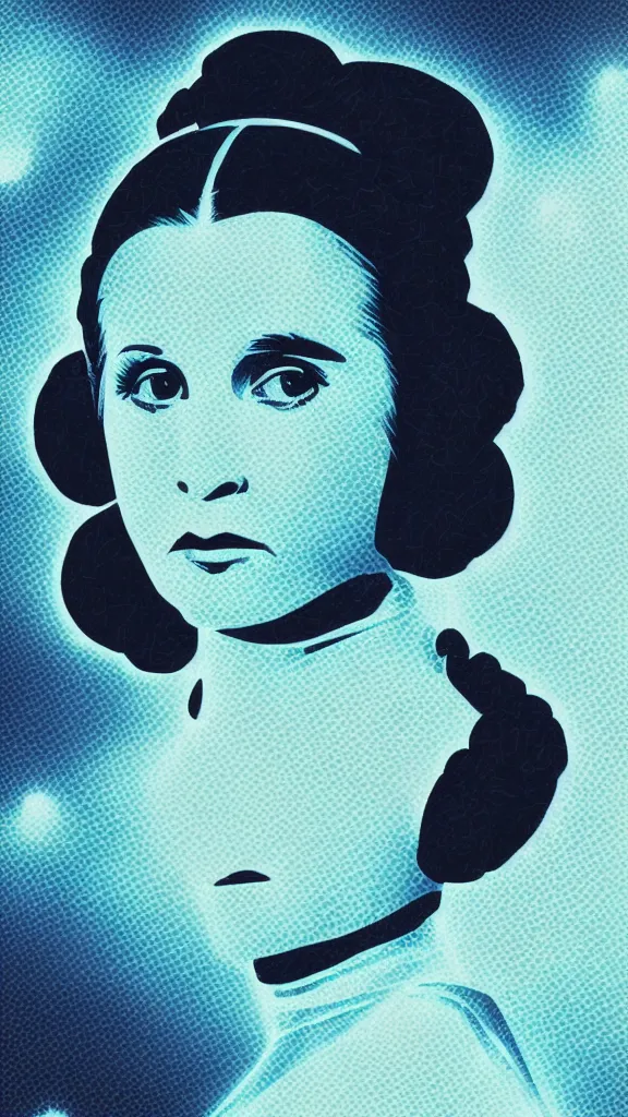 Image similar to a portrait of princess leia in the style of laser art. color harmony, 8 k detail, gallery quality, hd wallpaper, premium prints available, hyper - detailed, intricate design.
