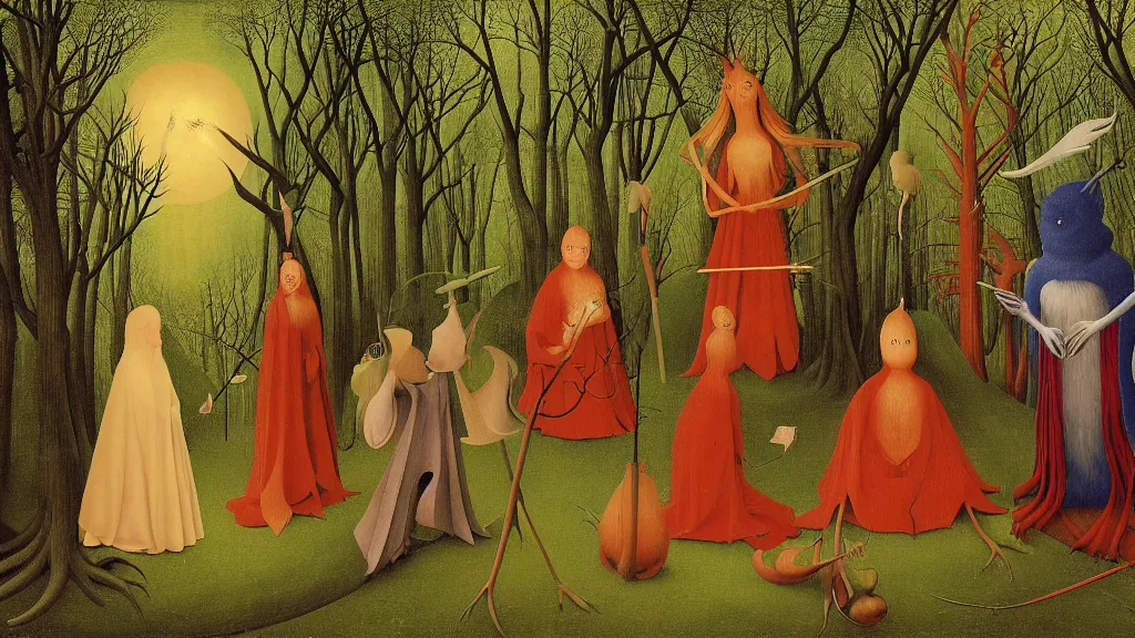 Prompt: a beautiful digital painting digital render of a forest full of strange creatures. remedios varo. hieronymus bosch. chiho aoshima. johfra bosschart