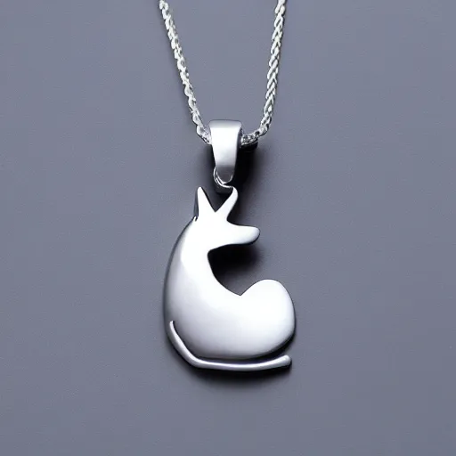 Image similar to sleeping cat shaped silver necklace, realistic