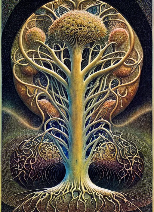 Image similar to tree of life by roger dean and andrew ferez, art forms of nature by ernst haeckel, divine chaos engine, symbolist, visionary, art nouveau, botanical fractal structures, organic, detailed, realistic, surreality