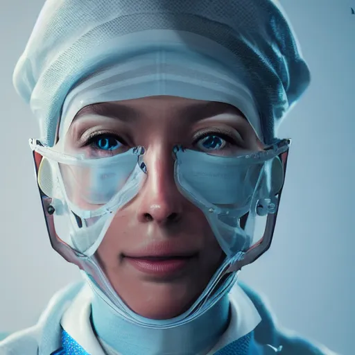 Prompt: ultra realistic and intricate detailed photograph of a futuristic surgeon, doctor, medicine, healthcare, technology, innovation, bright modern style, artstation, unreal render, depth of field, ambient lighting, award winning, stunning