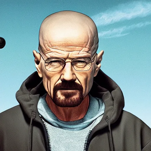 Image similar to Breaking Bad Walter White smiling while holding a baseball bat