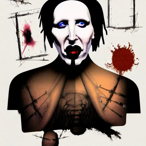 Image similar to graphic illustration, creative design, marilyn manson, biopunk, francis bacon, highly detailed, hunter s thompson, concept art