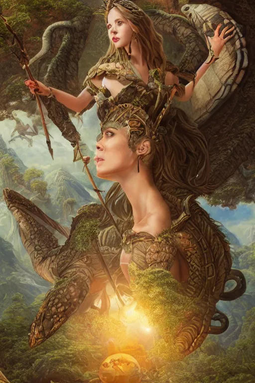 Prompt: A fantasy book style portrait painting of the Great Turtle Island at the center of the Universe, accompanied by a hybrid, Anya_Taylor-Joy, Cory Chase, Eva Green, as a Mystical Valkyrie, Anubis-Reptilian, Atlantean Warrior, François Boucher, Oil Painting, unreal 5, DAZ, hyperrealistic, octane render, Regal, Refined, Detailed Digital Art, RPG portrait, Walt Disney (1937), William-Adolphe Bouguereau, Michael Cheval, Steampunk, Volumetric Golden dappled dynamic lighting, Highly Detailed, Cinematic Lighting, Unreal Engine, HD, 8k, HD