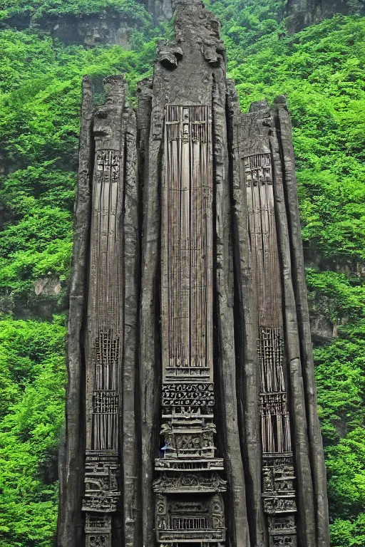Image similar to pipe organ carved into zhangjiajie, award winning national geographic, iol painting