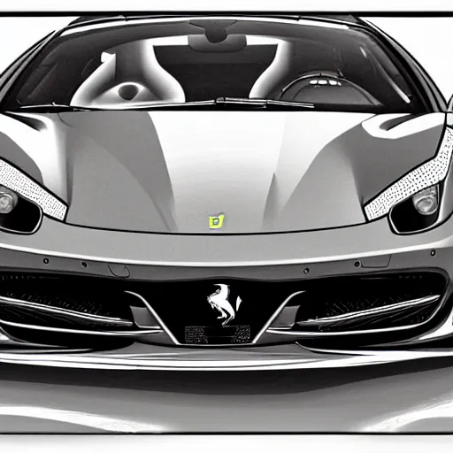 Prompt: ferrari 4 5 8 italia schematics by leonardo da vinci