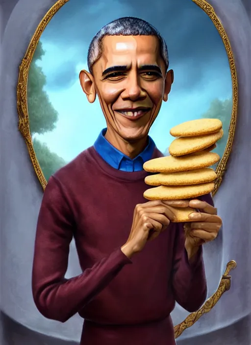 Prompt: highly detailed closeup portrait of obama as a fairytale medieval prince eating cookies, unreal engine, nicoletta ceccoli, mark ryden, lostfish, earl norem, global illumination, god rays, detailed and intricate environment