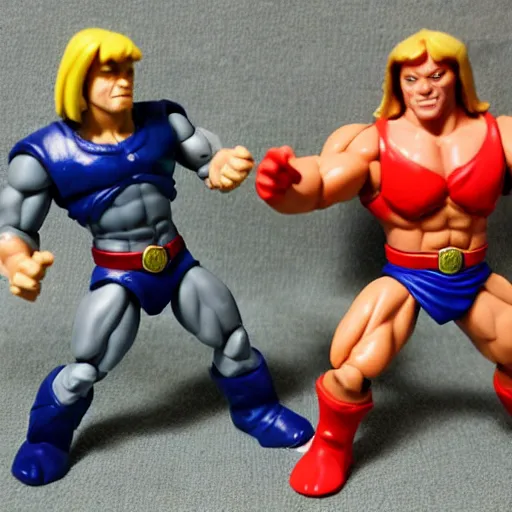 Image similar to he-man action figures fighting,