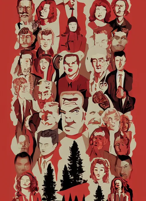 Prompt: Twin Peaks artwork by Otto Nielsen