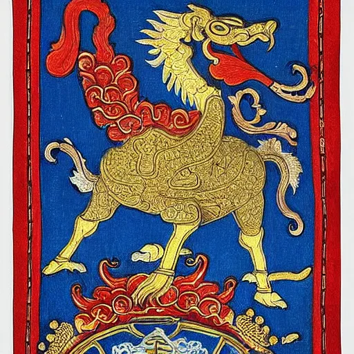 Image similar to “ asian heraldry, highly detailed, painted, realistic, historical, coat of arms ”