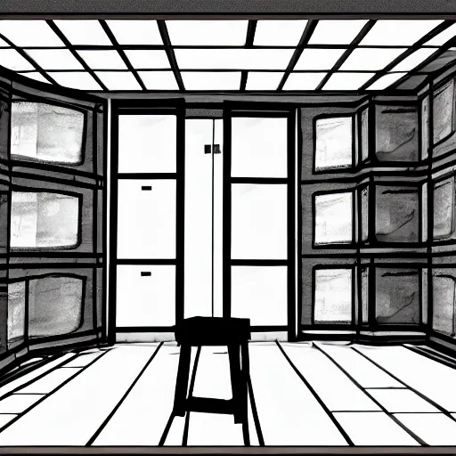 Prompt: the backrooms, in the style of The Stanley Parable