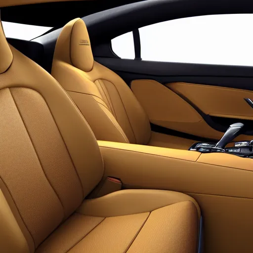 Prompt: a sports car interior in leather