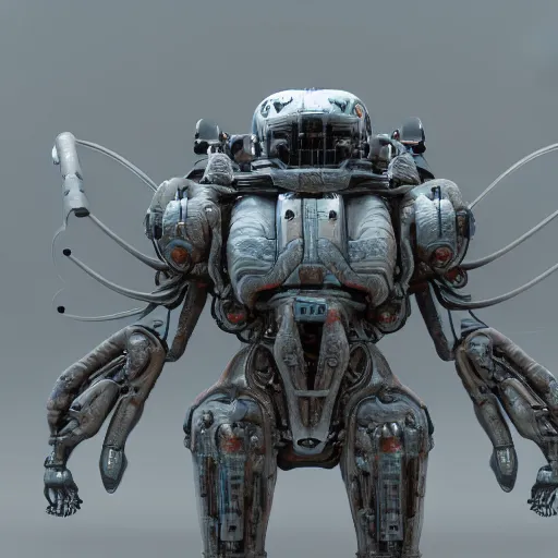 Image similar to mech by giger, unreal engine, 3D, vray, 4k