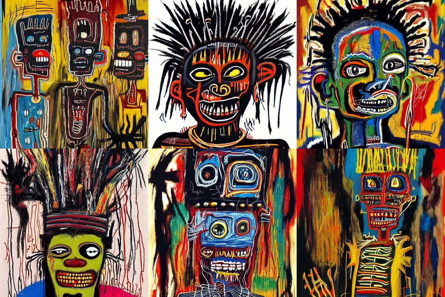 Prompt: extremely highly detailed scary African voodoo paintings by Jean-Michel Basquiat 4k insanely detailed and intricate, super detailed