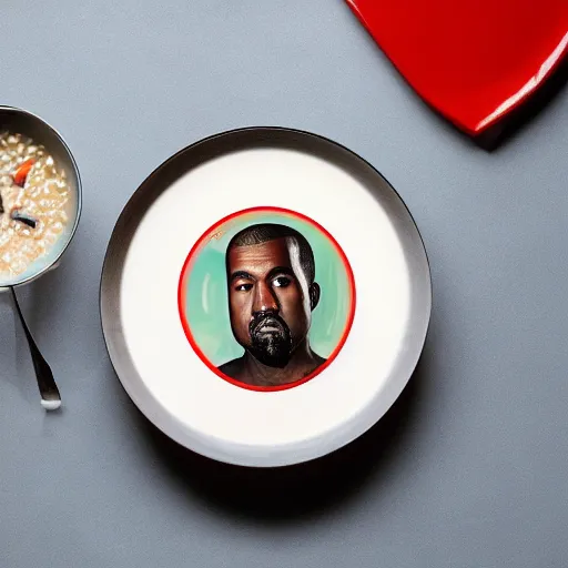 Prompt: kanye west made out of congee, michelin star photography, congee