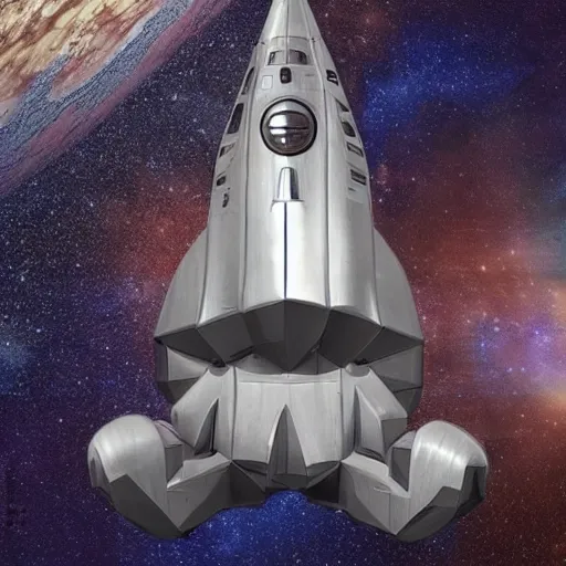 Image similar to space ship in space, designed to look like a gbig metal gorilla