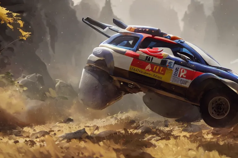 Prompt: a cartoony rally car, in the style of Rayman origins, michael ancel, Ruan Jia and Mandy Jurgens and Greg Rutkowski, trending on Artstation, award winning, unreal engine, octane render H 1024