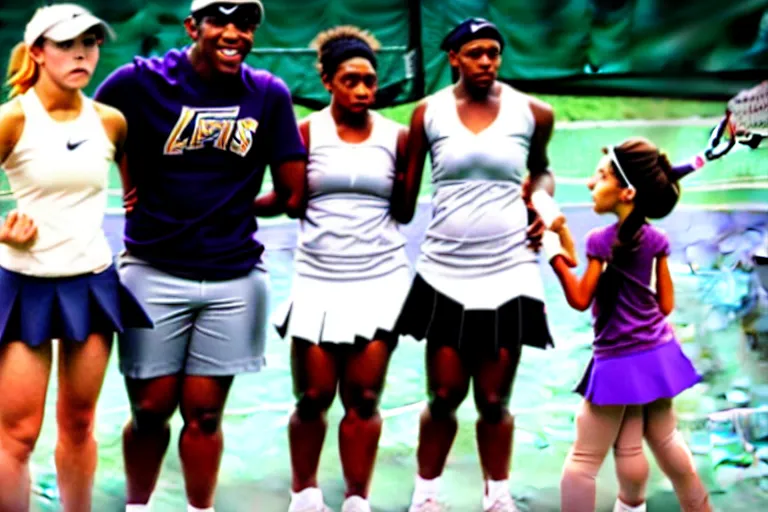 Image similar to ray lewis coaching high school girls tennis, inspiring photograph