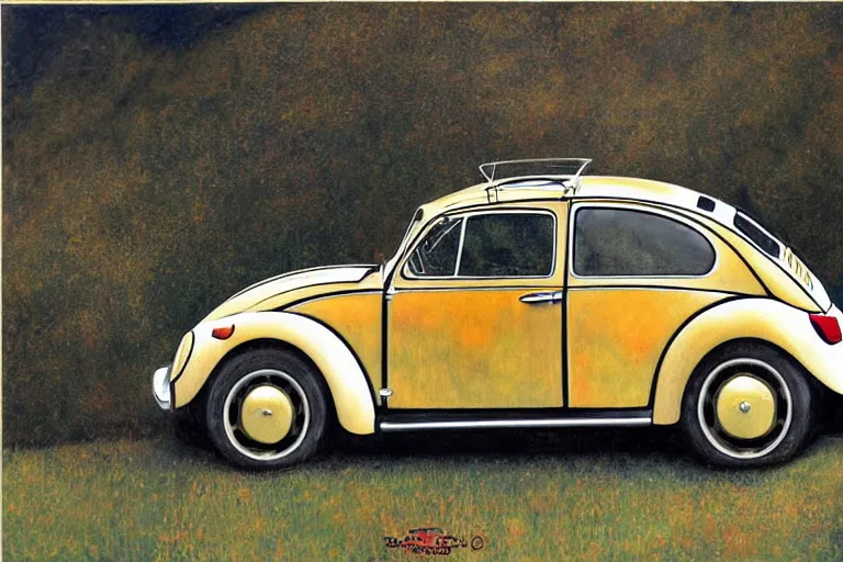 Image similar to gustav klimt vw beetle