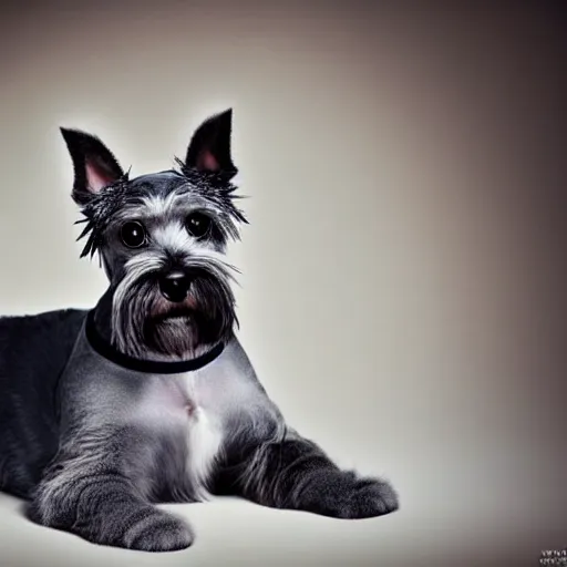 Image similar to a feline schnauzer - cat - hybrid, animal photography