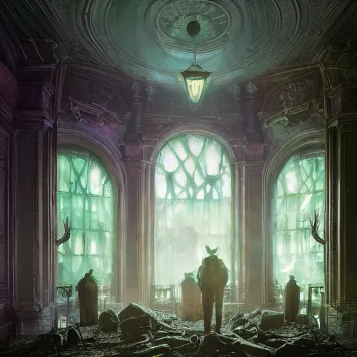 Prompt: eldritch legislature, fantasy, realistic colorful photography, interior, hyperrealism, incredible, award - winning photography, regal, rich colors, by greg rutkowski, lovecraftian, intensely purple