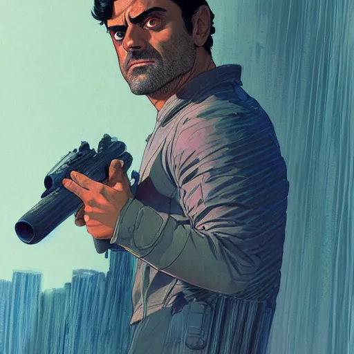 Prompt: oscar isaac as manga character, realistic shaded perfect face, fine details. anime. realistic shaded lighting poster by ilya kuvshinov katsuhiro otomo ghost - in - the - shell, magali villeneuve, artgerm, jeremy lipkin and michael garmash and rob rey