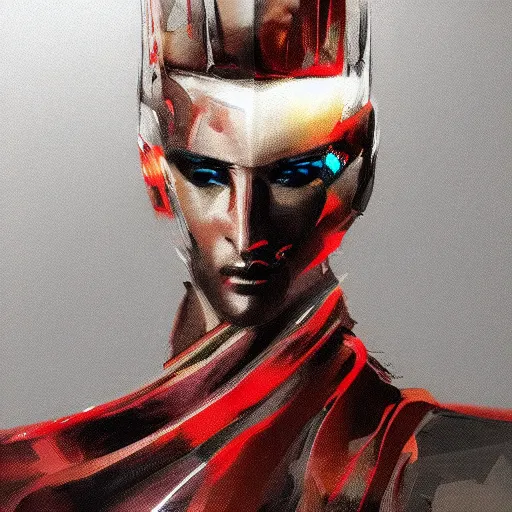 Image similar to fashion design futuristic emperor, brush stroke, concept art by jama jurabaev, cinematic shot, trending on artstation, high quality, brush stroke