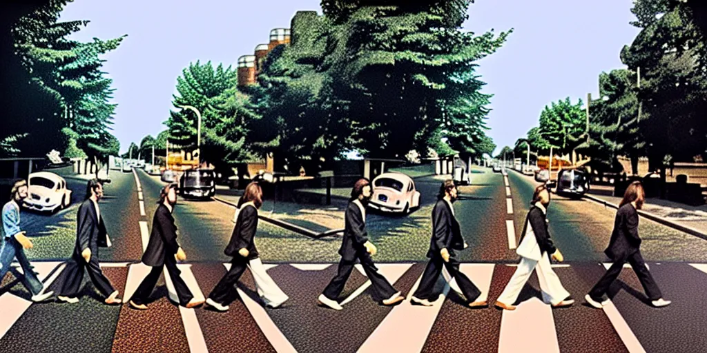 Prompt: abbey road view from ringo's perspective digital art cgsociety 4 k concept art