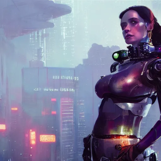 Image similar to highly detailed upper body portrait christina hendricks wearing shiny plastic armor cyberpunk in gta v, stephen bliss, unreal engine, fantasy art by greg rutkowski, loish, rhads, ferdinand knab, makoto shinkai and lois van baarle, ilya kuvshinov, rossdraws, tom bagshaw, global illumination, radiant light, detailed and intricate environment