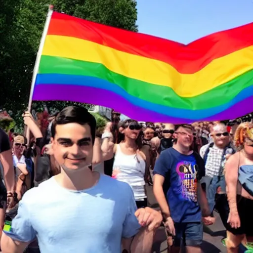 Prompt: ben shapiro at a pride parade