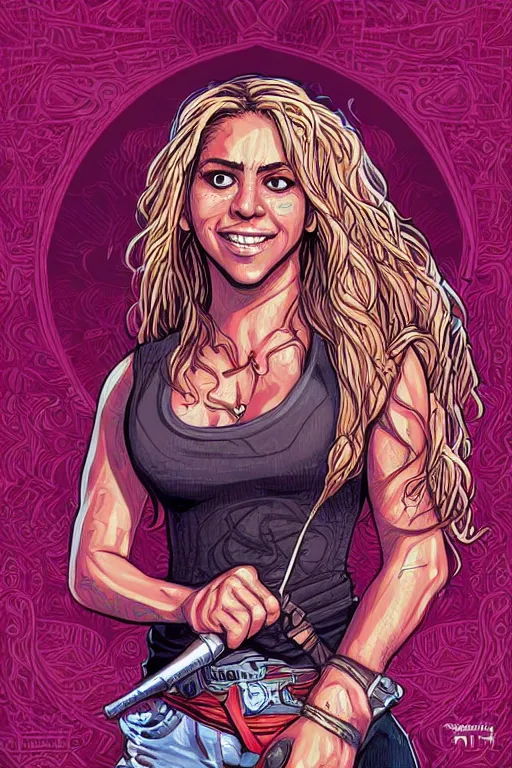 Prompt: a portrait of shakira, drawn by robbie trevino and dan mumford, poster, digital art, comic art, concept art