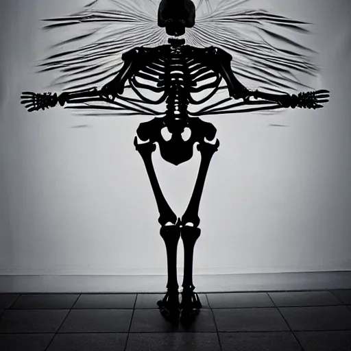 Image similar to a skeleton in black cloak by Gabriel Dawe