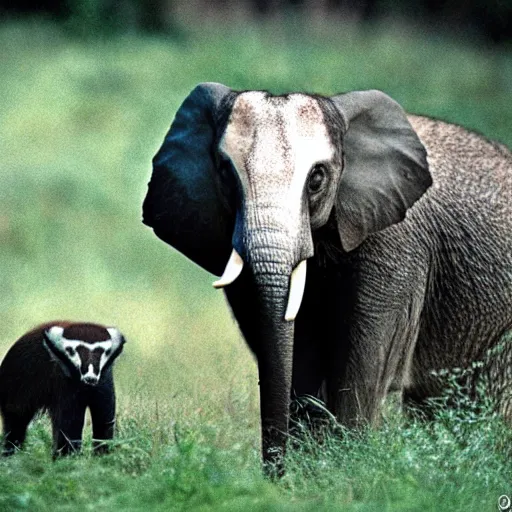 Prompt: badger and elephant hybrid, nature photography, 35mm film,