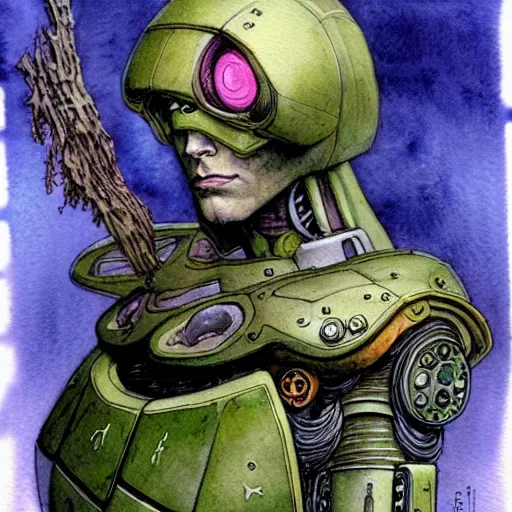 Prompt: a realistic and atmospheric watercolour fantasy character concept art portrait of a mechanized android turtle as a druidic warrior wizard looking at the camera with an intelligent gaze, very muted colors, by rebecca guay, michael kaluta, charles vess and jean moebius giraud