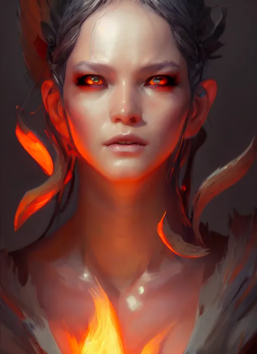 Image similar to character concept art of a fire sorceress, key visual, realistic shaded perfect face, fine details, ultra realistic, dystopian environment and background, by stanley artgerm lau, wlop, rossdraws, james jean, andrei riabovitchev, marc simonetti, and sakimichan, trending on artstation