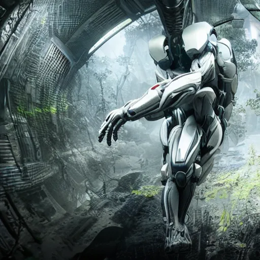 Prompt: the nanosuit from crysis 3 in ultra realistic detail, in white studio, typography annotations around the suit, ultra hd w - 1 0 2 4