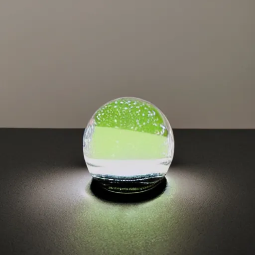 Prompt: illuminated glass paperweight