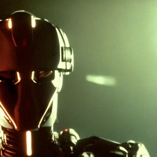 Image similar to movie still of a cool cyborg, cinematic composition, cinematic light, by wes craven