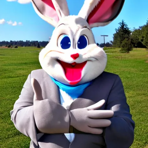 Image similar to bugs bunny as big chungus in real life