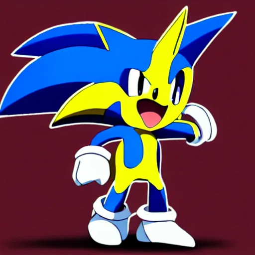 Image similar to pokemon that looks like sonic the hedgehog in pokemon style